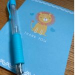 light blue card with light blue pen