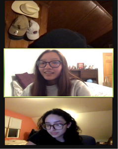 three students on zoom
